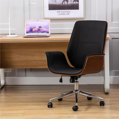 Nole諾爾曲木PU車縫造型扶手電腦椅-兩色可選19