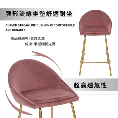 Tara塔拉絨布網美金腳吧檯椅-坐高66cm-四色可選11