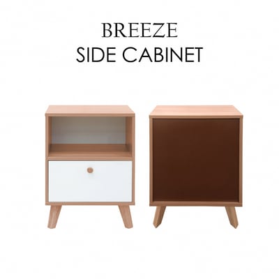 Breeze微風系上開下抽收納實木腳邊櫃-原木色16