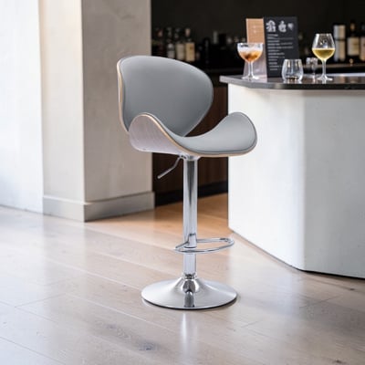 Carl卡爾PU淺曲木可調式吧檯椅-灰色16
