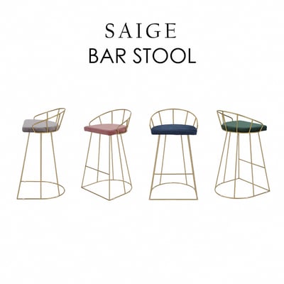 Saige賽吉絨布金框網美吧檯椅-坐高74cm-四色可選5
