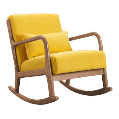 Shake夏克布面實木框單人休閒搖椅-四色可選2