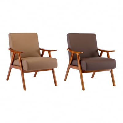 Benson班森PU面厚感造型實木架休閒椅-兩色可選13