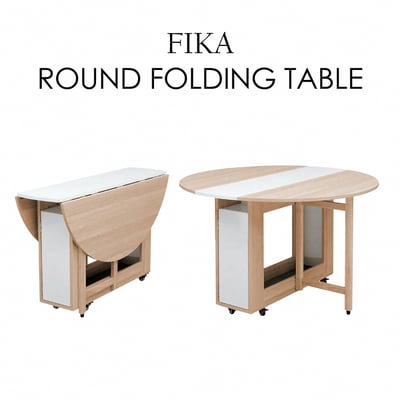 Fika悠享系1開1門折合蝴蝶圓形餐桌-幅120cm-原木色18