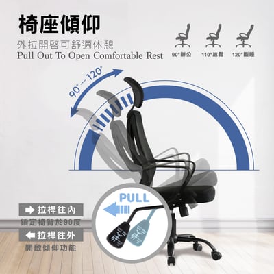 Myron麥隆網布高背黑框電腦椅-兩色可選13