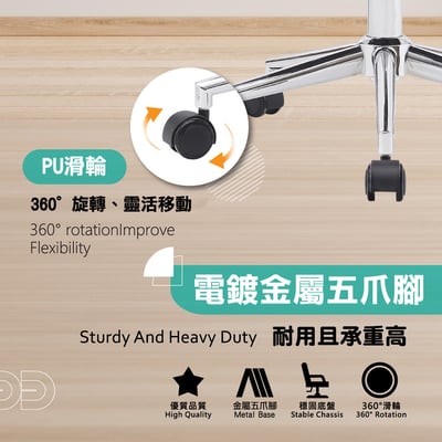 Clay克雷厚墊可調式電腦椅-黑色13