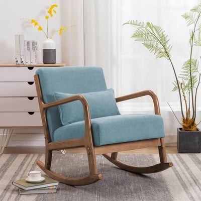 Shake夏克布面實木框單人休閒搖椅-四色可選18