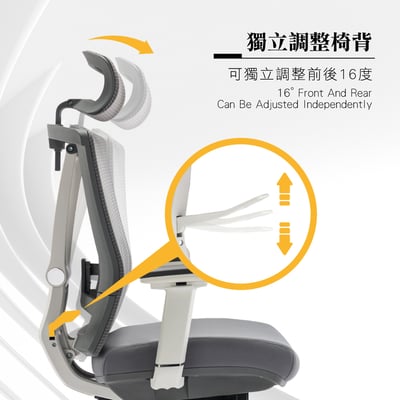 Nadia納迪婭意式高階底盤半網人體工學電腦椅-灰色5