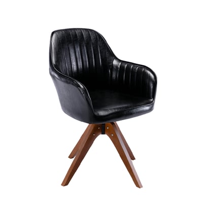 Mouche莫切直紋PU扶手旋轉木腳休閒椅-兩色可選2