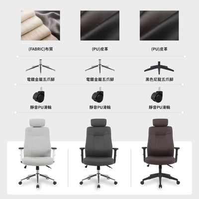 瑪特輕柔PU高背扶手可升降電腦椅-三色可選14