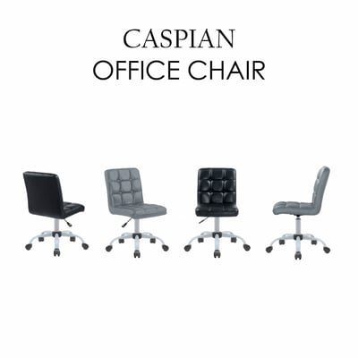 Caspian卡斯賓恩格紋PU可調式白腳電腦椅-兩色可選3