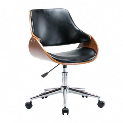 Gina吉娜皮面曲木電腦椅-黑色1