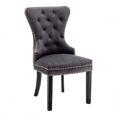 Lonnie朗尼絨布拉扣鉚釘木質腳休閒餐椅-四色可選16