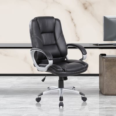 Jarek雅雷克PU面固定扶手電腦椅-黑色17