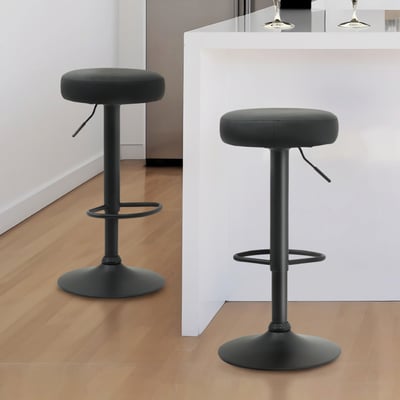 Colton克爾頓PU面黑腳可調式圓凳吧檯椅-三色可選16