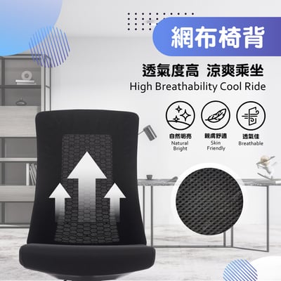 Turbo 1.0 極速黑框中背半網人體工學電腦椅-黑色7