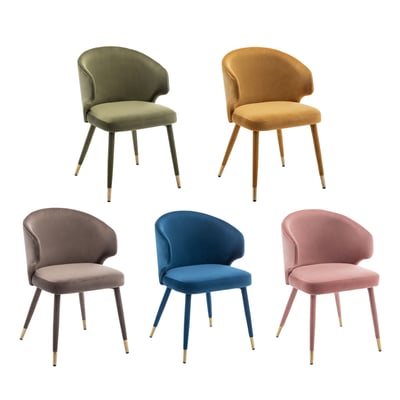 Jade潔迪扶手絨布腳包金邊休閒餐椅-五色可選7