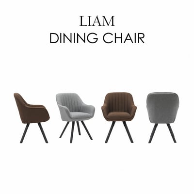 Liam萊恩姆直紋布面實木腳旋轉餐椅-兩色可選3