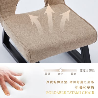 Kaze風布面簡約折疊鏤空造型椅背和室椅-三色可選11