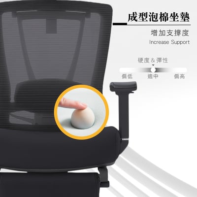 Cosimo科西莫意式高階底盤半網含腳凳人體工學電腦椅-黑色6