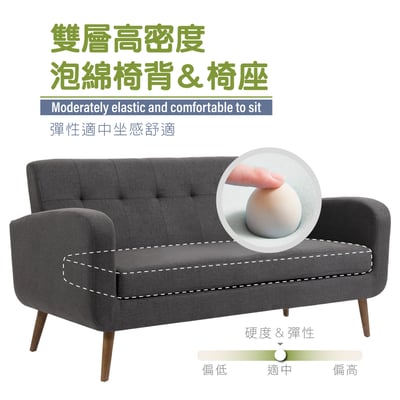Sumi蘇米布面實木腳雙人休閒沙發-四色可選5