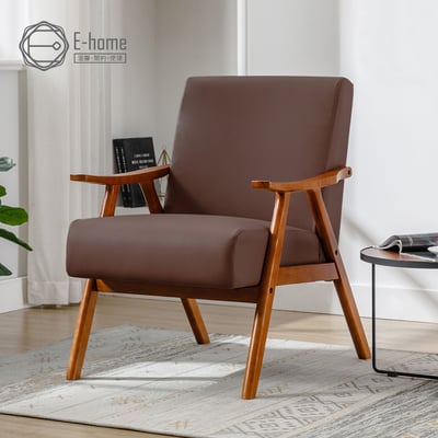 Benson班森PU面厚感造型實木架休閒椅-兩色可選19