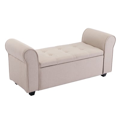 Kyra凱拉歐式拉扣布面扶手收納長凳-三色可選2