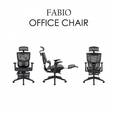 Fabio法比歐意式高階底盤德國網含腳凳人體工學電腦椅-黑色2