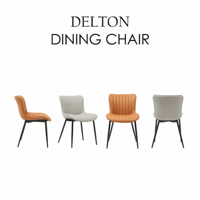 Delton道爾頓直紋PU面黑腳休閒餐椅-兩色可選3