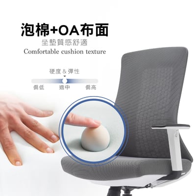 Vortex 2.0 旋流白框中背半網扶手人體工學電腦椅-三色可選6