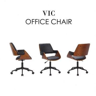 Vic維克扶手曲木可調式電腦椅-黑色2