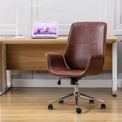 Nole諾爾曲木PU車縫造型扶手電腦椅-兩色可選18