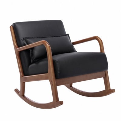 Darcy達西PU面實木框單人休閒搖椅-三色可選2