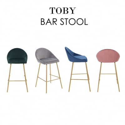 Toby托比絨布網美金腳吧檯椅-坐高74cm-四色可選5