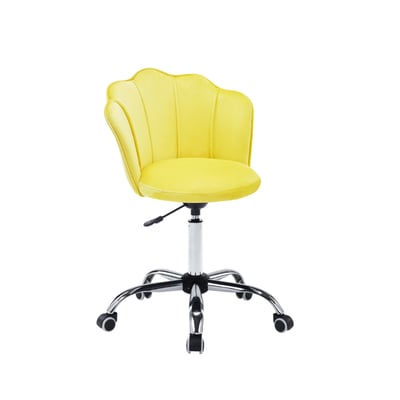 Petal小花瓣絨布造型電鍍電腦椅-三色可選2