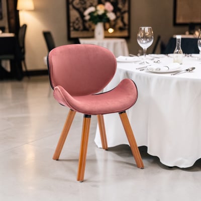 Vigo維格流線絨布實木腳休閒餐椅-五色可選19
