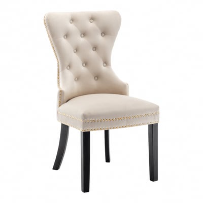 Lonnie朗尼絨布拉扣鉚釘木質腳休閒餐椅-四色可選15