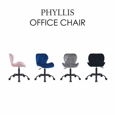 Phyllis菲莉絲造型絨布軟墊黑腳電腦椅-四色可選10