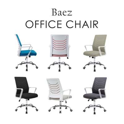 Baez貝茲扶手半網可調式白框電腦椅-六色可選7