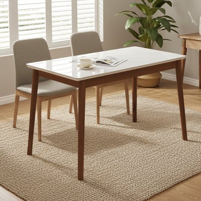 岩代4尺實木亮面岩板餐桌-兩色可選14