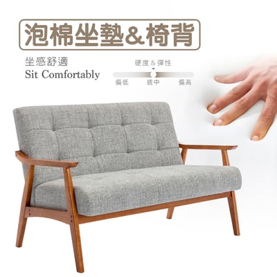 Sharf雪芙拉扣布面厚感實木腳雙人休閒沙發-三色可選13