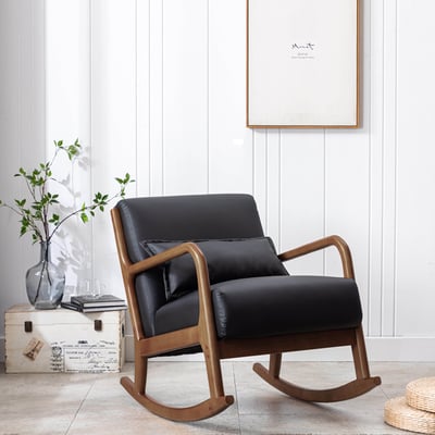 Darcy達西PU面實木框單人休閒搖椅-三色可選19