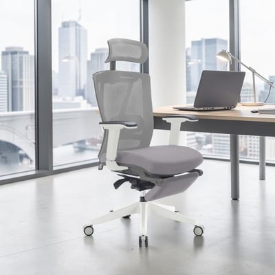 Falsita法希塔意式高階底盤半網含腳凳人體工學電腦椅-灰色22