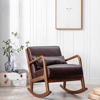 Darcy達西PU面實木框單人休閒搖椅-三色可選18
