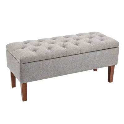 Ugo烏格歐式布面拉扣實木腳收納長凳-兩色可選10