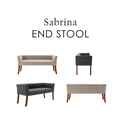 Sabrina薩賓娜布面扶手鉚釘邊實木腳休閒長凳-兩色可選3