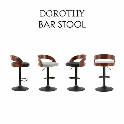 Dorothy桃樂絲PU曲木弧形背升降黑腳吧檯椅-兩色可選3