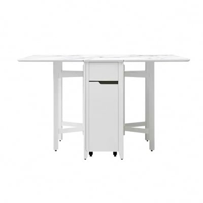 Fika悠享系1抽1門折合蝴蝶長方餐桌-幅130cm-大理石紋1