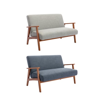 Seno賽諾布面厚感實木腳雙人休閒沙發-兩色可選5