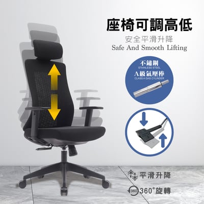 Turbo 4.0 極速黑框高背扶手半網人體工學電腦椅-黑色13